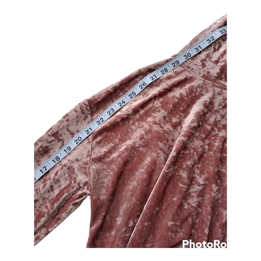 Cabin Fever comfort pink velvet hoodie pullover velvet top sweater dusty pink - Picture 14 of 16